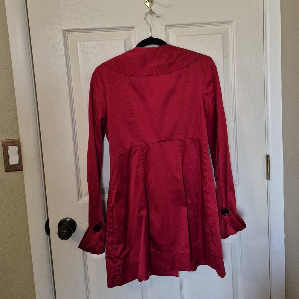 B Wear New Vibrant Red Trench Coat - Picture 4 of 4